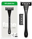 Razeco5 Pro – Plastikfreier Nassrasierer – 1 Griff + 2 Plastikfreie Wechselköpfe, 5 Klingen – Plastikfreies Rasieren (Face)