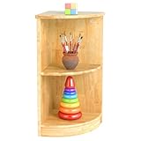 wingyz Eckschrank aus Gummiholz, 2 Ebenen, Montessori-Regal, 2 Regale, Bücherregal, Spielzeugaufbewahrung, Organizer, Montessori-Bücherregal für Kinderzimmer, Klassenzimmer, Spielzimmer, Kindergarten