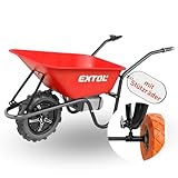 Extol Premium elektrische Schubkarre mit Akku & Zusatzrädern I 500 W I 80 L Mulde & 150 kg Traglast I leistungsfähige Motorschubkarre I Offroad-taugliche Akkuschubkarre I 40V Li-Ion mit 6000mAh
