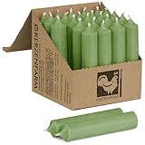 Stabkerzen Jade Grün - 25 Stück 100 x 22 mm durchgefärbt - Spitzkerzen aus Deutschland - Kerzenfarm Hahn - lange Brenndauer (5+ Stunden) Unparfümierte und RAL-Zertifizierte Tischkerzen