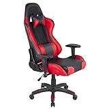 ASBEQUZBE Bürostuhl, Chefsessel, 360 Grad drehbar, verstellbar, professioneller Computerstuhl, Internetcafé, Racing, ergonomisch, fürs Büro und Zuhause (schwarz/rot) Stabilize