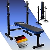 Fjoerdesports Hantelbank mit Ablage, Verstellbare Höhe & Klappbar, Schwerlast Gewichtheben, Heimtraining, Home Gym, Dip-Station, Fitnessstudio, Multifunktion Trainingsbank