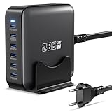 285W USB C Ladegerät, PD 100 W + 65 W Schnellladegerät 6 Port Ladestation GaN-III Charger, Netzteile Kompatibel mit MacBook Pro/Air, Dell XPS, iPhone 15/16/14/Pro, Samsung, Xiaomi, iPads, Steam Deck
