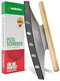 STOKEFIRE Pizzaschneider groß | Großes Wiegemesser für Pizza, Kuchen & Kräuter [MIT KLINGENSCHUTZ] 36 cm Qualitätsklinge, Pizzamesser (Pizzacutter) besser als jeder Pizzaroller