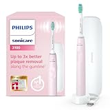 Philips Sonicare 3100 elektrische Zahnbürste, Schallzahnbürste, Andruckkontrolle und Timer, Reiseetui, Sugar Rose, Modell HX3673/11