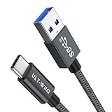 USB C Kabel 30cm, USB A 3.1 auf USB C Kabel, 10Gbps USB C Datenkabel, PD QC 3.0 Schnellladekabel USB C für iPhone 15 Pro Max, iPad, Tab S9 S8 S7, S24 S23 S22, SSD, Power Bank, Android Auto, CarPlay