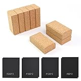 SCOTTCHEN Kork-Schleifblock, Kork-Nähblock, 8 Stück, mit Schleifpapier, 8 Stück, Handschleifwerkzeug für Holzbearbeitung, Möbelreparatur, Lederhandwerk