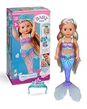 BABY born Meerjungfrau - 43 cm große Puppe - Hochwertiges Haar mit bunten Strähnen - Leuchtende Schwanzflosse - Funktioniert mit Batterien - Geeignet für Kinder ab 3 Jahren, grün