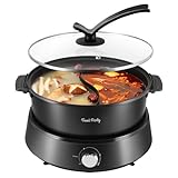 Food Party Hot Pot Elektrisch 4L Aktualisiert Hotpot Topf Doppelseitig Trennbarer Hotpot Elektrisch Pot 220V 1350W Chinese Electric Hot Pot Fondue Feuertopf