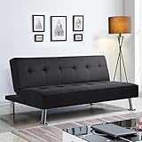 Yaheetech Schlafsofa mit Liegefläche 166,5 cm L × 92 cm B Bettsofa bis 350 kg Belastbar Schlafcouch für Wohnzimmer/Schlafzimmer/Gästezimmer schwarz