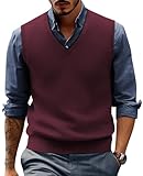 Strickweste Herren Woll Business Pullunder V-Ausschnitt Elegant L V-Rotwein