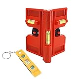 YFaith Pfostenwasserwaage, Magnetisch Winkelwasserwaage, Tragbar Magnet Wasserwaage, Verstellbarer Winkel, Rot, mit Mini-Wasserwaage, für den Einsatz im Hochbau, Zimmerei, Zaunbau