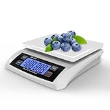 Waage küchenwaage groß Edelstahl Digitalwaage 30 kg Food Scale mit LCD Display Obstwaage Digitale Küchenwaagen mit Zähl Tara Funktion Lebensmittelwaage zum Kochen von Brot (Weiß)