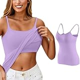 Limited Time Deal Same Day Lieferung Produkte Blitzangebote Angebot des Tages The Discounter Top Mit Integriertem BH Sommer Tops Damen Bügel Breite Träger Build In Bra Baumwolle Tshirt Women