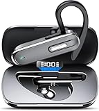 Bluetooth Headset mit Mikrofon LED CVC8.0, Freisprechanlage Bluetooth Ohrhörer,100 Std Spielzeit mit Ladecase,In Ear Kabellos Headset für iOS, Android und Laptop(Mit Ladefach)