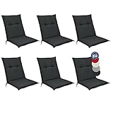 Beautissu 6er Set Niedriglehner Auflagen 100x50 cm Base NL – Bequemes Sitzkissen 6cm Dickes Sitzpolster Sitzauflage für Garten Balkon Camping Stuhl – Gartenstuhlauflage Niederlehner Graphit Grau