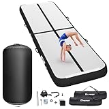 FBSPORT Airtrack Matte Aufblasbar Gymnastikmatte mit Air Roll, 10cm Hoch Verdicken 4M Tumbling Matte mit 100x60cm Air Rolle,Gymnastikmatte mit Luftpumpe, Fitnessrolle für Gymnastik Yoga und Training