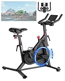 Heimtrainer Fahrrad mit APP, Superun Ergometer Spinning Bike Indoor mit Verstellbarem Widerstand, Magnetwiderstand Stationäres, 15KG Schwungrad, Ultraleise für Kardio-Training zu Hause