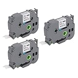 Etikettendrucker-Nachfüller für PT E100 D210, 18 mm Breite, 8 m Länge, schwarz auf weißem Druckeretikettenband, stark klebende Abdeckung, hohe Widerstandsfähigkeit, (Weiße Box mit 3 Stück)