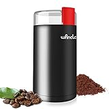 Kaffeemühle, Wancle Elektrische Kaffemühle für Bohnen ＆ Gewürze, Edelstahl Klinge, Schüssel, leise Kaffeemühle mit sauberer Bürste mit einem Knopf für Grob- und Feinmühle (Schwarz+Rot)