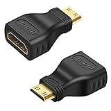 EUZUXU 2 Stücke Mini HDMI auf HDMI Adapter 1080p, Mini HDMI Adapter, HDMI Kupplung HDMI Verbinder, Mini HDMI für Laptops, Kameras -Schwarz