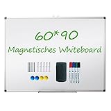 XIWODE Whiteboard 90x60 magnetisch, Whiteboard magnetisch, Tafel, Magnettafel whiteboards, Alurahmen, für Büro, Für portraits und landschaftsformen