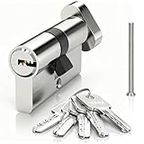 Alrens 30T/30mm Türschloss Knaufzylinder mit Knauf,70 mm Euro Kupfer Zylinderschloss Eisen-Zinklegierung Schließzylinder mit 5 Schlüssel, Anti Picking, Anti Bohr, Anti Snap, Anti Bumping