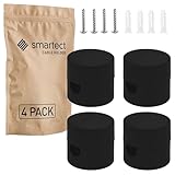 smartect Zweiteilige Wand- und Deckenpins für Textilkabel [4 Stück, Schwarz] Deckenbefestigung mit Schrauben und Dübeln, Affenschaukel Aufputz-Kabelhalter für eigenes DIY Projekt