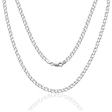 SILBERTALE 925 Sterling Silber Panzerkette Echt Silberkette für Herren Damen 2/3/4mm Breit Dünn Superflache Ohne Anhänger Halskette