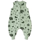 Looxii Schlafsack Baby mit füßen 1.0 Tog Baumwolle BabySchlafsack Herbst Ganzjahres Schlafsack mit Beinen für Kinder 18-36 Monate Jungen Mädchen 80 cm