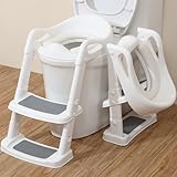 metaheim Toilettensitz Kinder mit Treppe, Faltbarer Kleinkind Töpfchen Trainer mit Geräumige Stufen, Höhenverstellbar, Anti-Rutsch und Anti-Spritzer