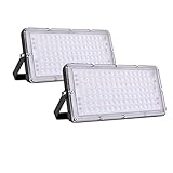 Bellanny 2Pack LED Strahler 100W, 10000LM Superhell Scheinwerfer 3000K Warmweiß Fluter - IP65 Wasserdicht Flutlicht Wandleuchte Außen Sicherheitsbeleuchtung für Garten Terrassen Hinterhof Garage