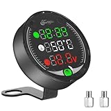 Umelee LED Motorrad Messgerät 5-in-1, Digitales Motorrad Thermometer+ATV Voltmeter+Elektronische Uhr+Chronograph+USB Ladegerät, Multifunktionales Wasserthermometer mit Sensor für Motorrad