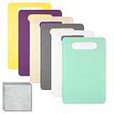6 Stück Kunststoff Schneidebrett Rutschfest Brettchen BPA Frei Antibakteriell Schneidebretter Set Frühstücksbrettchen Küchenbrett Kunststof 29 x 19cm mit Mehrzweck Draht Geschirrspüllappen