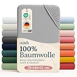 Laleni Jersey Spannbettlaken 70x140 cm Babybett - Oeko-TEX zertifiziertes Spannbettlaken 70x140 Baby - Kinderbettwäsche 70x140 aus 100% Baumwolle - Spannbettlaken 70x140 Baby in Grau
