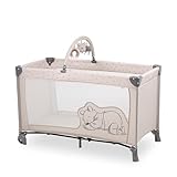 hauck, Kinderreisebett Dream N Play Go mit Spielbogen, Rollen und Transporttasche, Klein Zusammenklappbar, Baby Reisebett Kleinkind ab Geburt bis 15 kg (Disney Pooh Rainbow Beige)