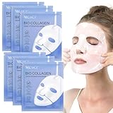 Bio Collagen Face Mask 6PCS, Korean Bio Collagen Mask Hydrating Collagen Mask Overnight, Anti-Falten Feuchtigkeitsspendend Gesichtsmaske, Kollagen-Ergänzungsfolie Gesichtsmaske