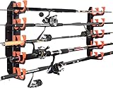 BOOSTEADY Fishing Rod Rack Angelrutenhalter Stangenhalter Angelrutenständer für die Garage, Wandhalterung Deckenhalterung für Angelruten, Angelausrüstung als Geschenk für Herren (1, Orange)