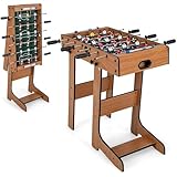 COSTWAY Tischkicker klappbar, Kickertisch inkl. 18 Kicker und 2 Bällen, Spieltisch für Erwachsene und Kinder, Tischfußball für Spielzimmer, Bars und Partys, 69 x 60 x 71 cm (Braun)