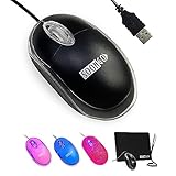 SOONGO PC Maus Mit Kabel - Mini Ergonomische USB Maus Für Computer, Laptop, Desktop - Windows 7/8/10/XP Vista Und Mac Kompatibel - Schwarz, 1600DPI, 1.5M