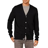 Amazon Essentials Herren Strickjacke aus Baumwolle, Schwarz, L