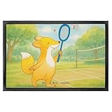 Mr. & Mrs. Panda Fußmatte Fuchs Federball Spielen Design 60 x 90 cm - Geschenk, Schenken, Danke, Schmutzfänger, Haustürmatte, Outdoor, Badminton, Hobby, Schmutzmatte, Gewinn, Gummi Matte, Fussmatten