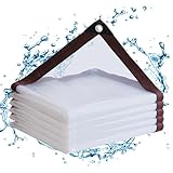 Abdeckplane - Wasserdicht - Mit öSen 1x1m Transparente - Plane, Durchsichtige Tarp Für Balkon Windschutz/Sandkasten, AußEnbereich GartenmöBel Klarsichtplane Für HasenkäFig/Wintergarten