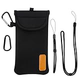 DOB SECHS Handyhülle Tasche Universal Pouch Handysocke, Neopren Handytasche Stoff für Smartphones 6,5 Zoll, Handy Tasche 18 x 8,5 cm Innenmaße, für iPhone Samsung Galaxy Google Pixel, Schwarz