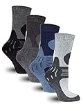 Frostfighter Herren Thermosocken (6x Paar) Winter Ski Vollfrottee Innenfutter, Schwarz Blau Grau, 39-42