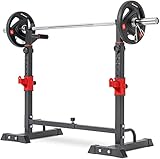 HOP-SPORT Langhantelständer, Verstellbarer Hantelständer mit Sicherheitsablage und Dip-Stangen für Homegym, Stabiler Squat Rack für Langhanteltraining, Max. Belastbarkeit 250 kg