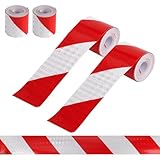 XCDMJ 2 Stück Reflektierendes Klebeband Rot Weiß 5m x 5cm Wasserdichtes Reflektorband Selbstklebend Warnband Markierungsband für Fahrzeuge Autos Anhänger Outdoor Sicherheit Warnung