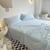 Gualiy 160x230cm Betttuch 3er Pack, Bettlaken Hellblau Einfarbig Baumwolle