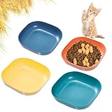 HMDZMR Katzenfutterschüssel-Set, 15,2 cm breit, flache Katzennäpfe zur Linderung von Schnurrhaar-Müdigkeit, kleiner, flacher Katzennapf, flacher Futternapf oder Teller für Katzen und kleine Hunde (4