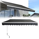 YRHome Gelenkarmmarkise Aluminium Markise Einziehbare Markise 250 x 200 cm Gelenkmarkise mit Handkurbel Terrassenmarkise Klemmmarkise Sonnenmarkise Balkonmarkise Sonnenschutz Dunkelgrau